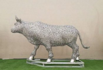 操場小牛雕塑，公園主題，鏤空工藝效果