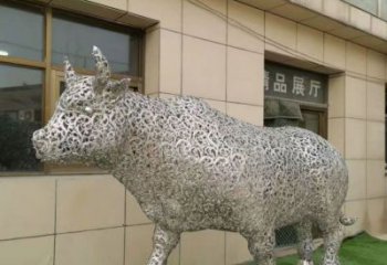 酒店小牛雕塑，家禽主題，鏤空工藝