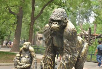 校園猩猩雕塑，可愛題材，噴漆工藝