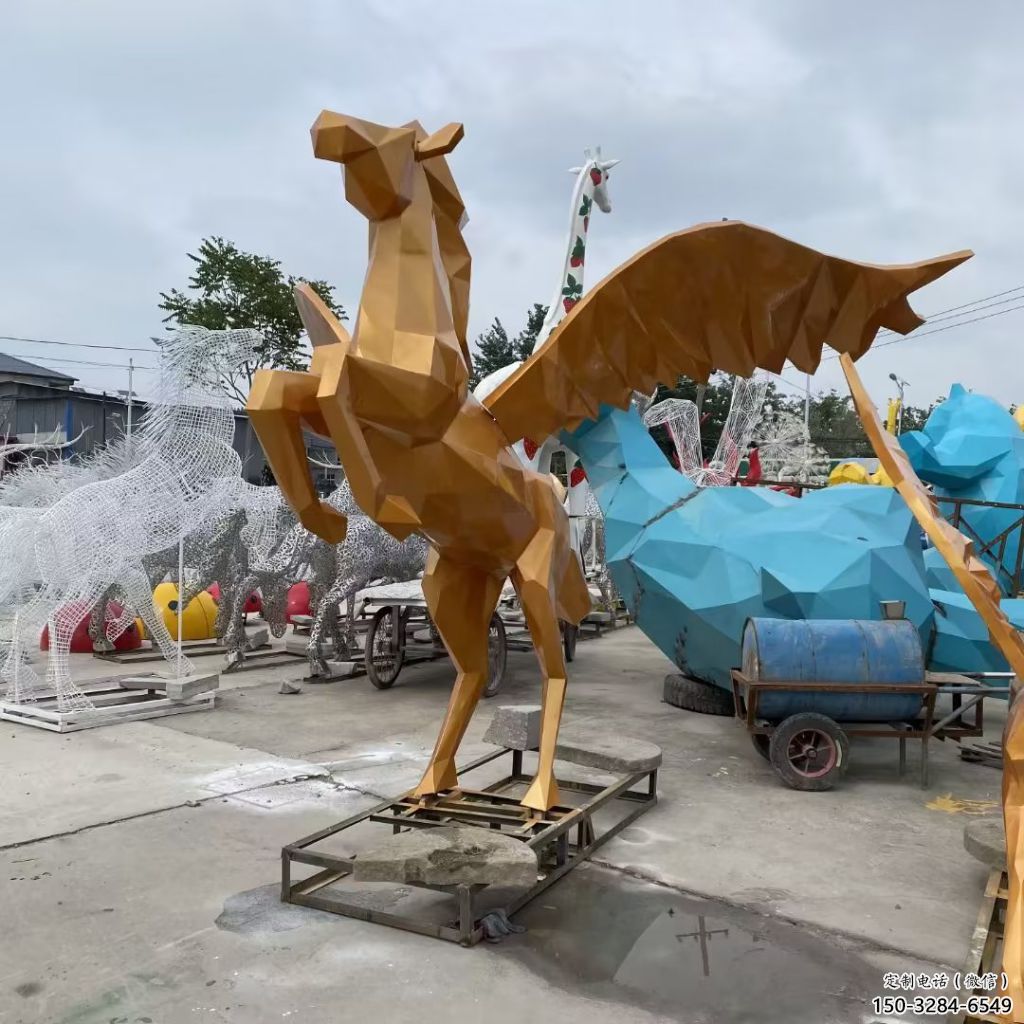幼兒園天馬雕塑，動物主題，仿古工藝