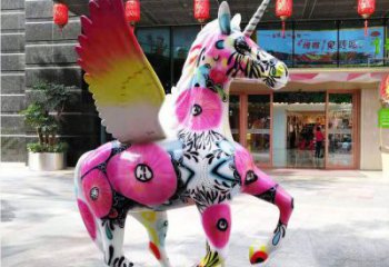 庭院天馬雕塑，現(xiàn)代小品，彩繪工藝