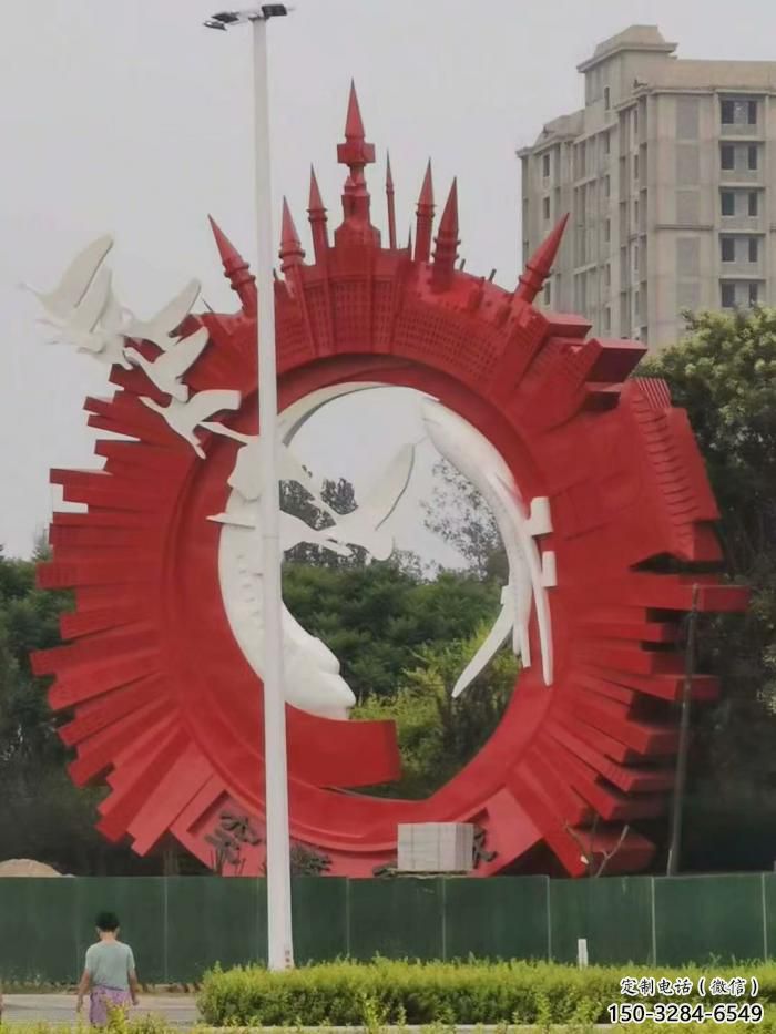 幾何大雁雕塑 庭院仿真雕塑 彩繪擺件