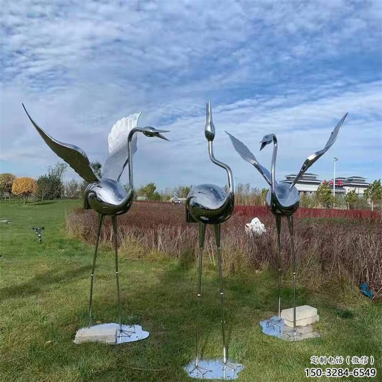 大型白鶴雕塑 商業(yè)街廣場雕塑 古銅色擺件