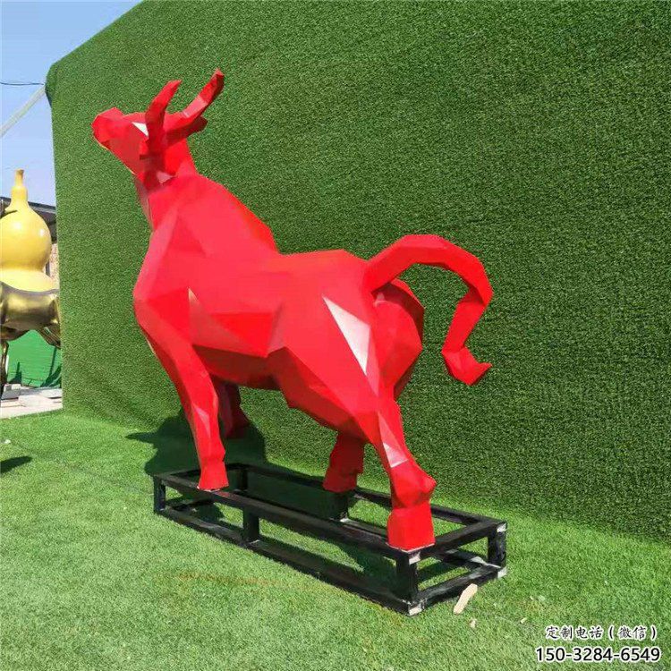 庭院黃牛雕塑廠家，現代小品，彩繪工藝