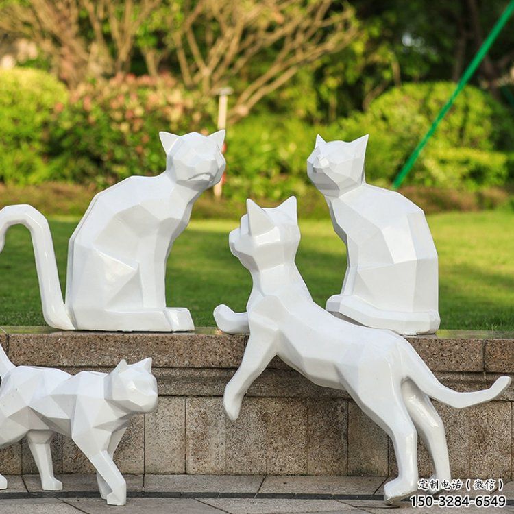 廣場貓咪雕塑，卡通水景雕塑，抽象效果