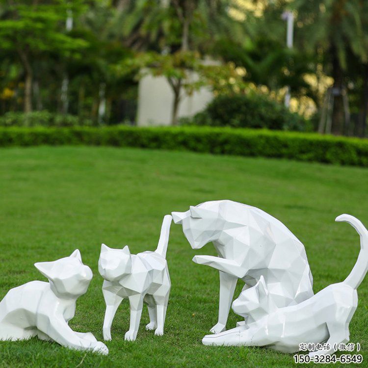 室內貓咪雕塑，拉絲海洋雕塑，抽象效果