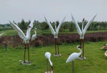 酒店白鶴雕塑 庭院仿真雕塑 彩繪小品