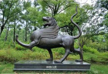 冷飲店白虎雕塑，鍍銅神獸雕塑，鏡面工藝