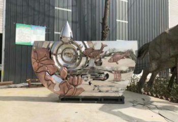 園林魚形雕塑，噴漆運動雕塑，網格形式