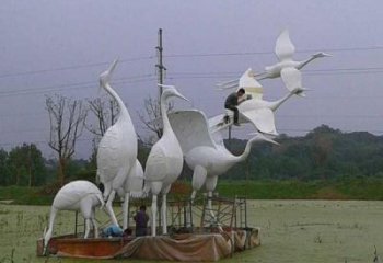 幼兒園白鷺雕塑，鐵藝文化雕塑，鑄造制作