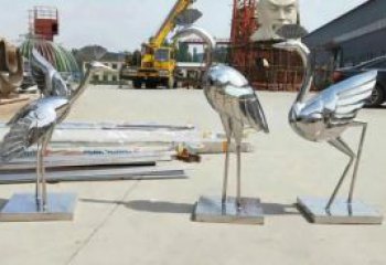 園林白鷺雕塑，噴漆運動雕塑，網格形式