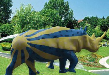 飯店犀牛雕塑，鍍金歐式雕塑，鍍金工藝