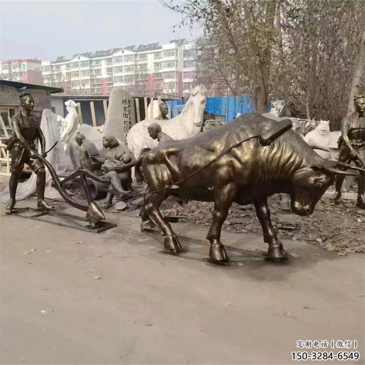 飯店老牛雕塑，鍍金歐式雕塑，鍍金工藝