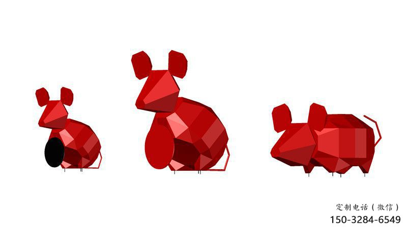 城市老鼠雕塑，網(wǎng)格體育雕塑，古銅效果