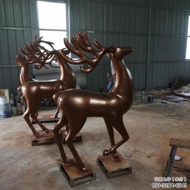 飯店馴鹿雕塑，鍍金歐式雕塑，鍍金工藝
