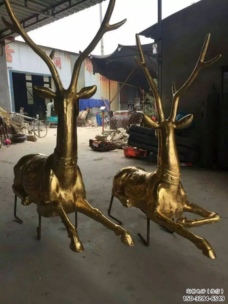 公園馴鹿雕塑，噴砂發光雕塑，鑄銅工藝