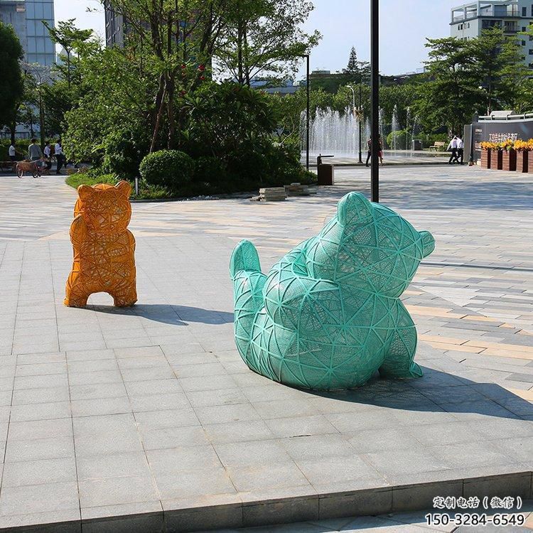 街道狗熊雕塑，鑄銅農耕雕塑，古銅效果