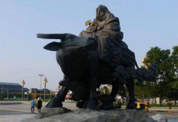 園林老牛雕塑，噴漆運動雕塑，網格形式