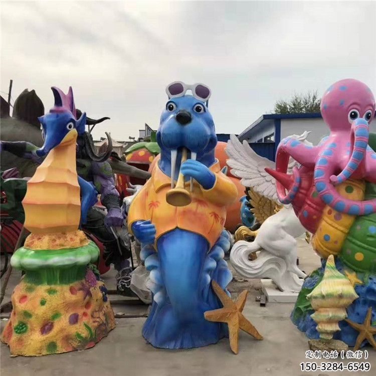 小區河馬雕塑，拉絲海洋雕塑，抽象效果