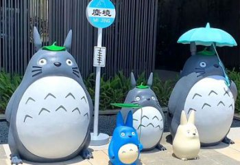 城市龍貓雕塑，網格體育雕塑，古銅效果