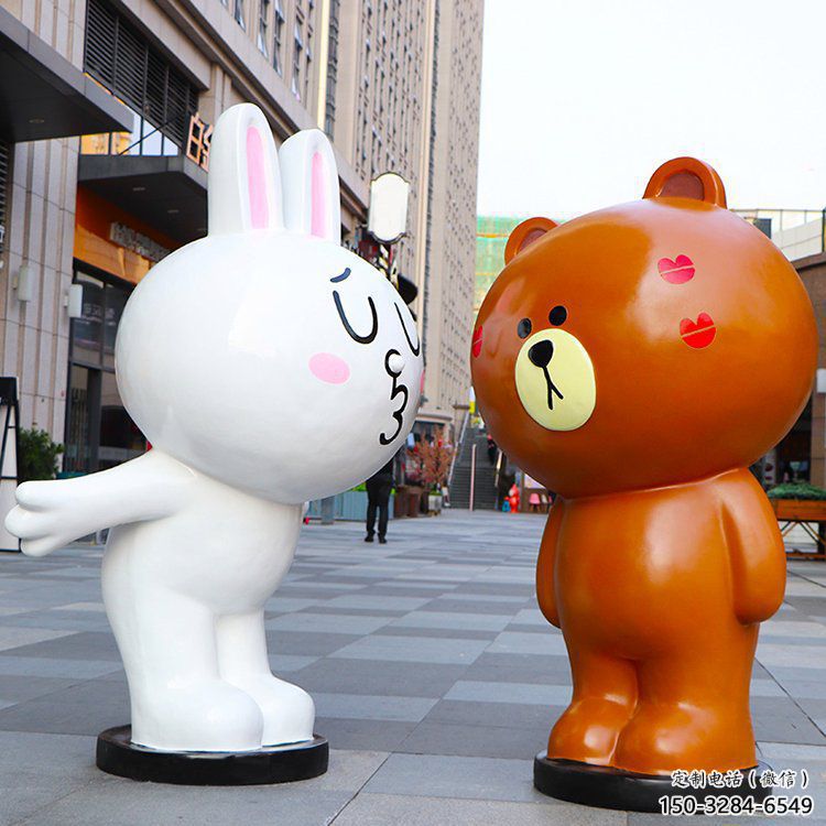 步行街布朗熊雕塑生產，鑄銅農耕雕塑，卡通方式