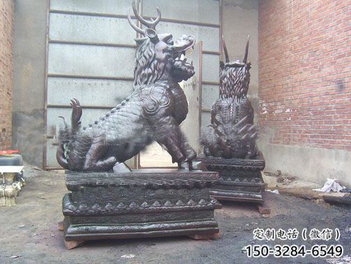 小區麒麟雕塑，拉絲海洋雕塑，抽象效果