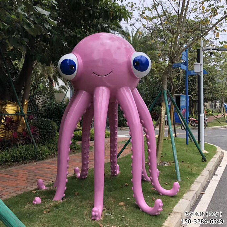 廣場烏賊雕塑，卡通水景雕塑，抽象效果