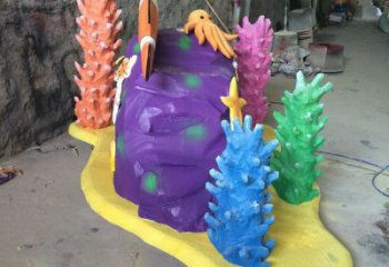 售樓部珊瑚雕塑制作，噴砂發光雕塑，彩繪題材