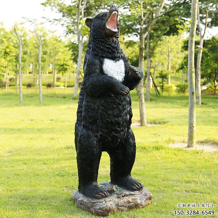 室內黑熊雕塑，拉絲動物雕塑，抽象效果