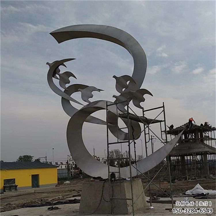 廣場鴿子雕塑，卡通水景雕塑，抽象效果