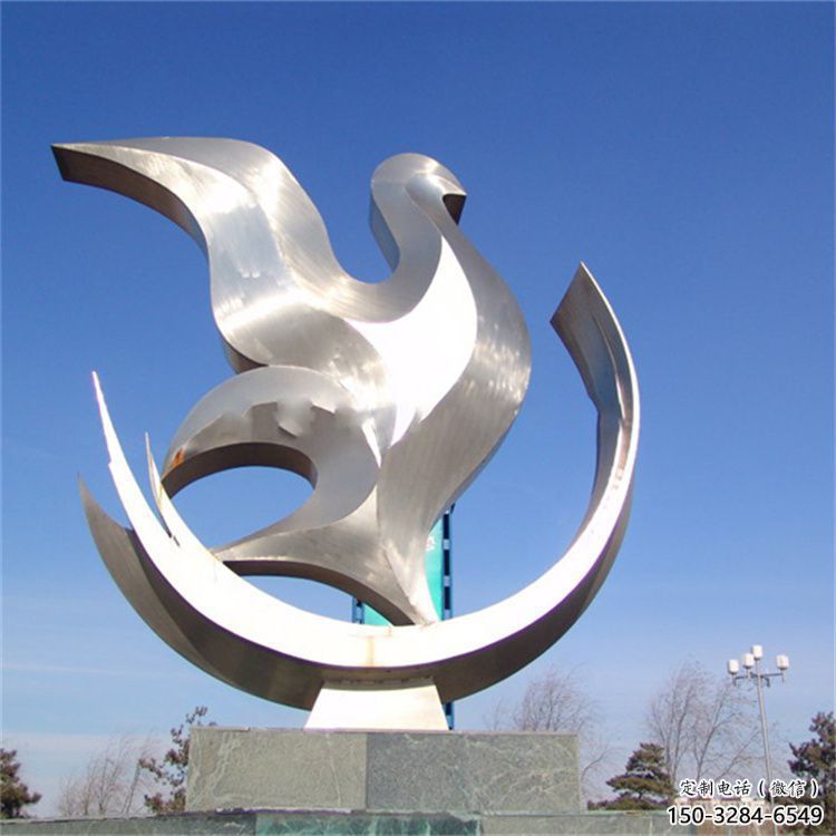 小區鴿子雕塑，拉絲鳥類雕塑，抽象效果