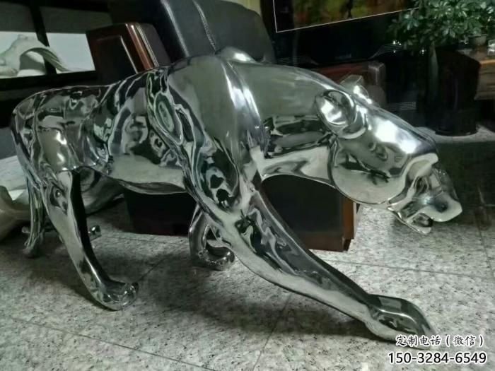 景區獵豹雕塑，鍍金歐式雕塑，鐵藝材質