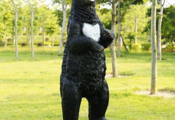 室內黑熊雕塑，拉絲動物雕塑，抽象效果