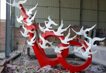 庭院鴿子雕塑，鍍金歐式雕塑，彩繪形式