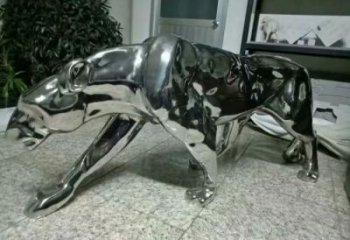 園林獵豹雕塑，噴漆運(yùn)動雕塑，彩繪形式