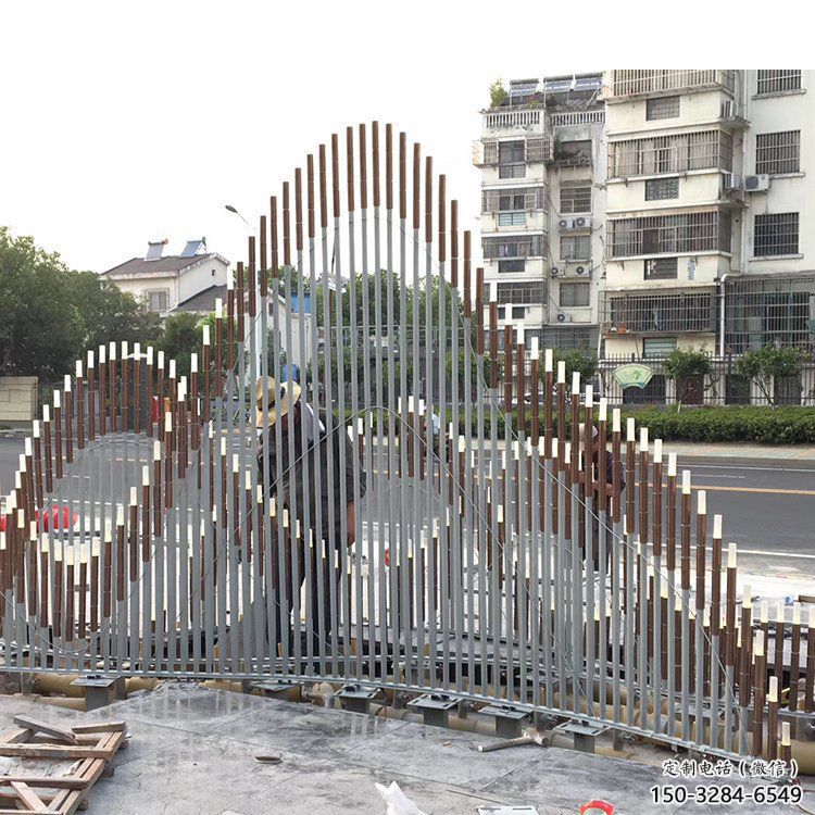 城市假山雕塑，網格景觀雕塑，古銅效果