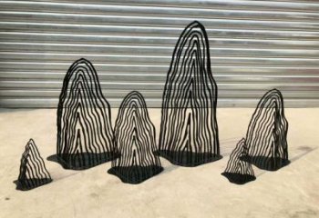 園林假山雕塑，噴漆景觀雕塑，網格形式