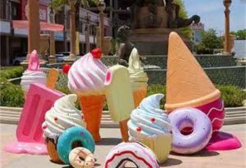 小區冰淇淋雕塑，拉絲海洋雕塑，抽象效果