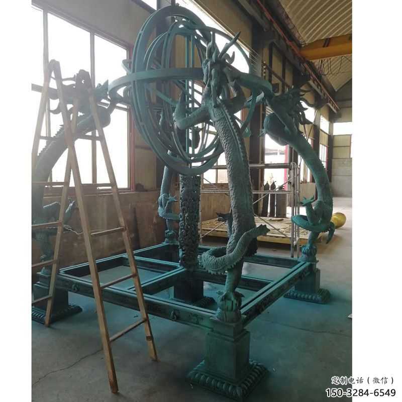 步行街渾天儀雕塑，鍛造景觀雕塑，噴漆方式