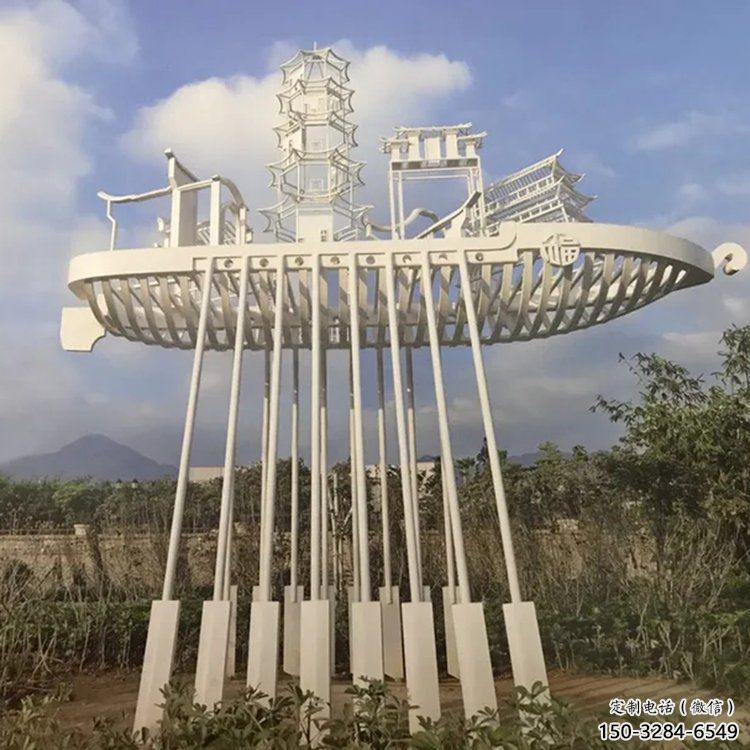 房地產(chǎn)帆船雕塑，仿古景觀雕塑，噴砂制造