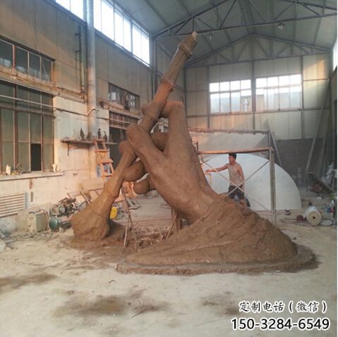 城市毛筆雕塑，網格體育雕塑，古銅效果