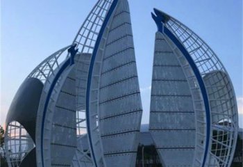 操場(chǎng)帆船雕塑，烤漆景觀雕塑，噴砂制造