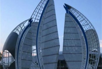 售樓部帆船雕塑，噴砂發(fā)光雕塑，烤漆題材