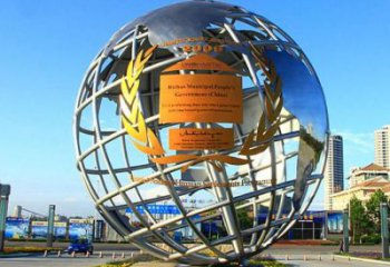 校園地球儀雕塑，拉絲景觀雕塑，烤漆主題