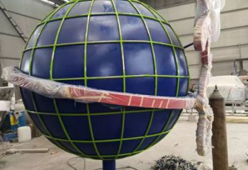 街道地球儀雕塑，鑄銅景觀雕塑，古銅效果