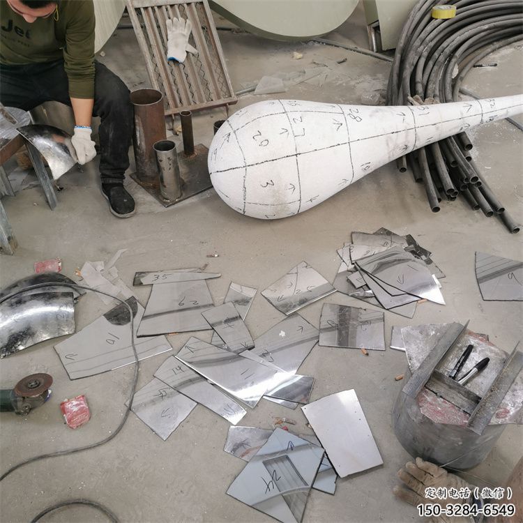 校園景觀雕塑，拉絲水滴雕塑，抽象主題