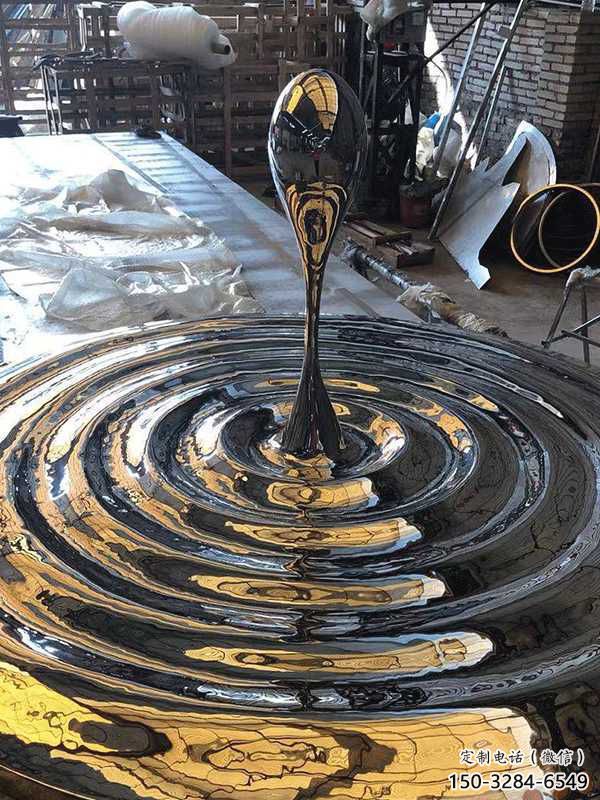 景區水滴雕塑，鍍金歐式雕塑，鐵藝材質