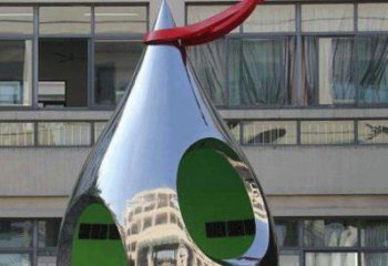 園林水滴雕塑，噴漆景觀雕塑，網格形式