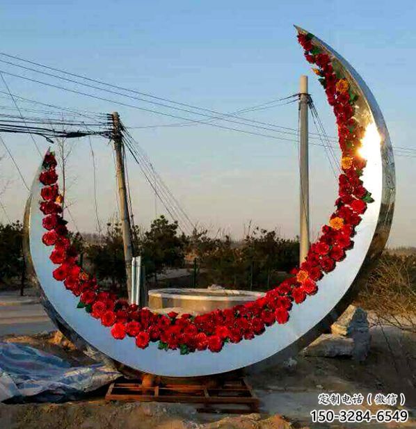 售樓部月亮雕塑，噴砂發(fā)光雕塑，烤漆題材