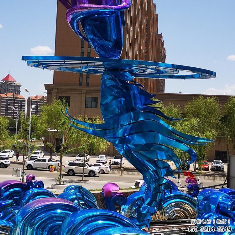 操場海浪雕塑，鏤空景觀雕塑，噴砂制造